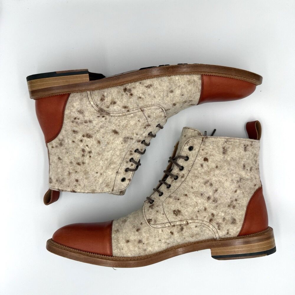 Taft The Jack Boot Men’s US 12 EU 45 Calico Wool Calfskin Cap Toe Lace Up Spain - Picture 3 of 7